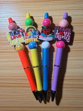 Teacher Love Inspire Colorful Novelty Pen Set - Orange Yellow Blue Purple